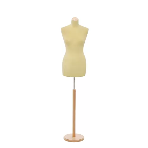 Busto sartoriale donna vellutato giallo base tonda frassino