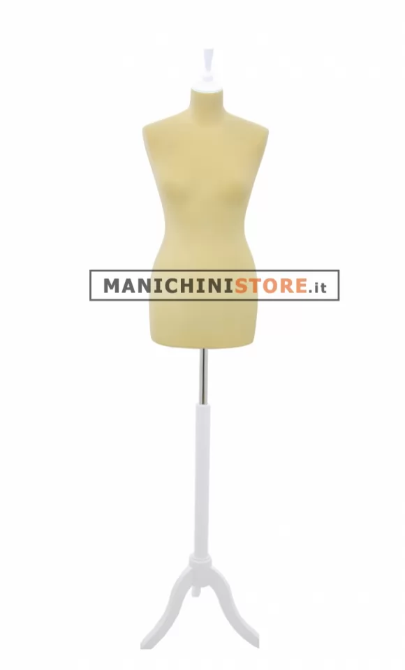 Busto sartoriale donna vellutato giallo treppiede bianco
