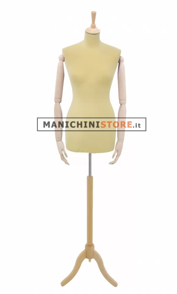Busto sartoriale donna vellutato giallo con braccia treppiede frassino