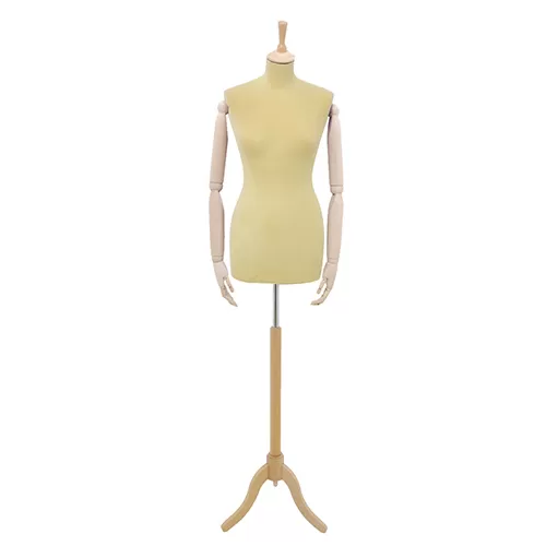 Busto sartoriale donna vellutato giallo con braccia treppiede frassino