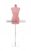 Busto sartoriale donna vellutato rosa base quadra cromata