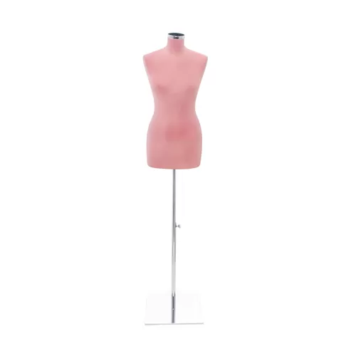 Busto sartoriale donna vellutato rosa base quadra cromata