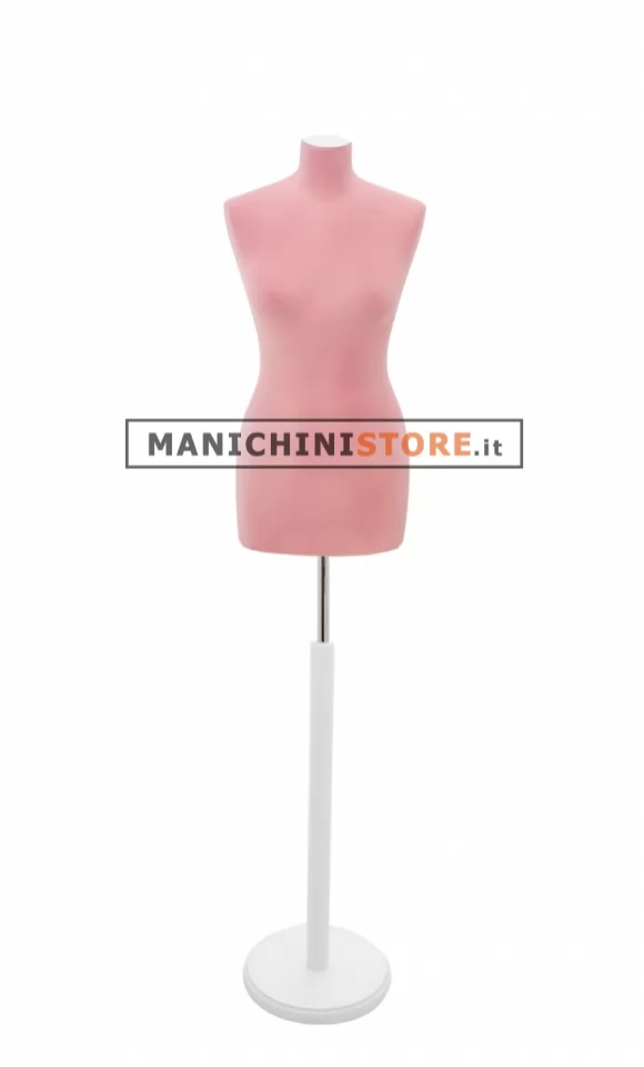 Busto sartoriale donna vellutato rosa base tonda bianca