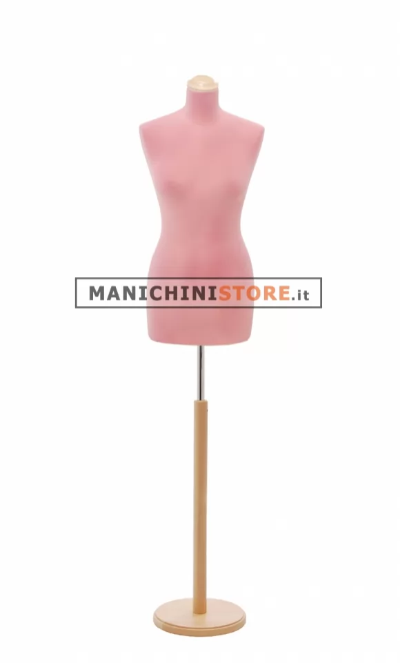 Busto sartoriale donna vellutato rosa base tonda frassino