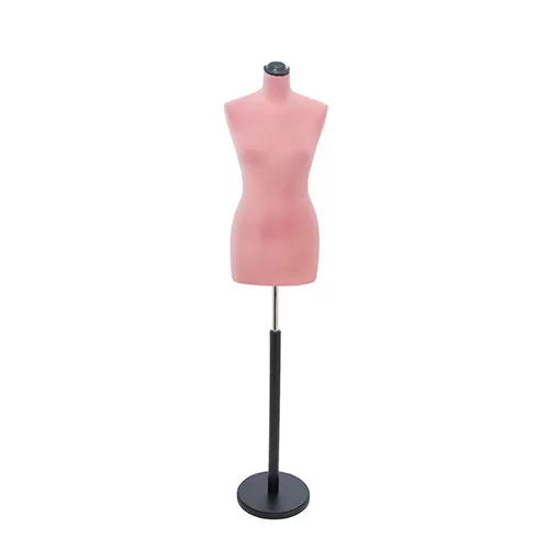 Busto sartoriale donna vellutato rosa base tonda nera