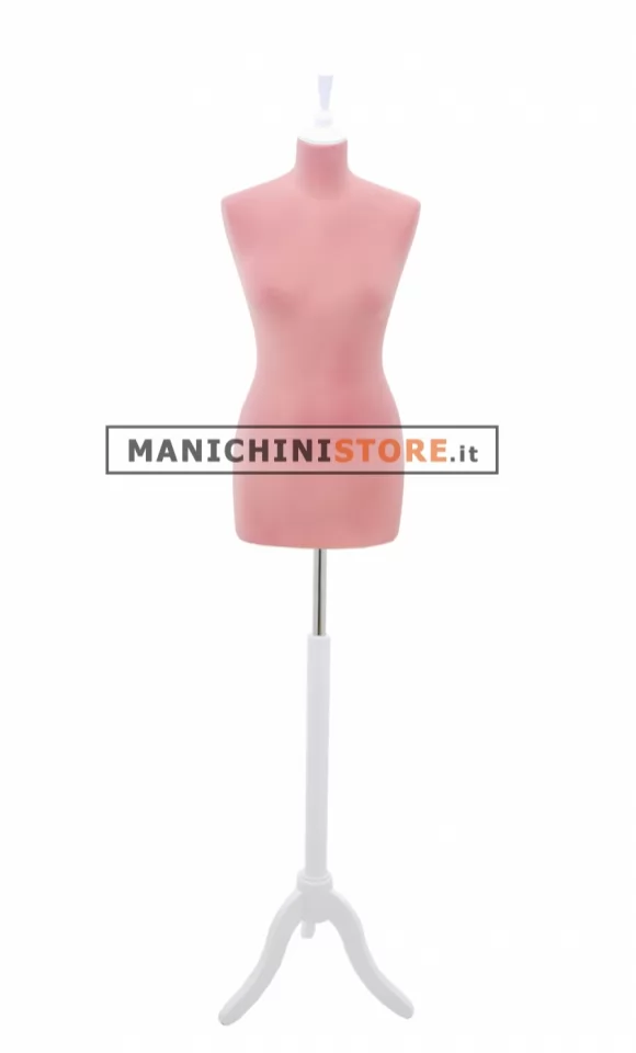 Busto sartoriale donna vellutato rosa treppiede bianco