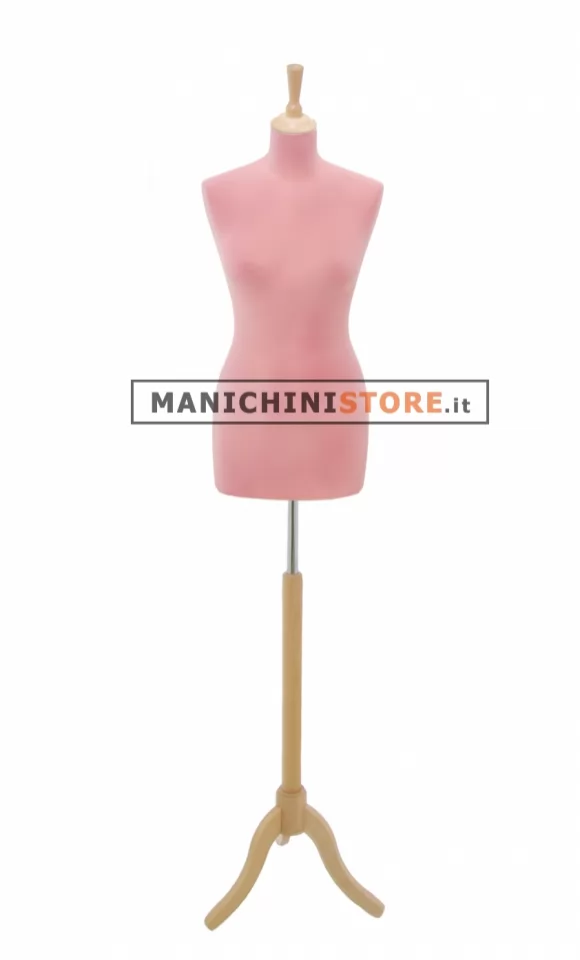 Busto sartoriale donna vellutato rosa treppiede frassino