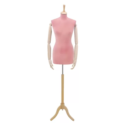 Busto sartoriale donna vellutato rosa con braccia treppiede frassino