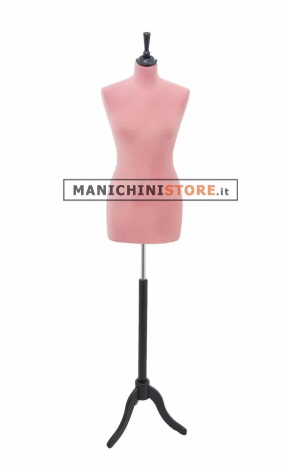 Busto sartoriale donna vellutato rosa treppiede nero