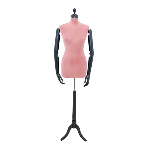 Busto sartoriale donna vellutato rosa con braccia treppiede nero