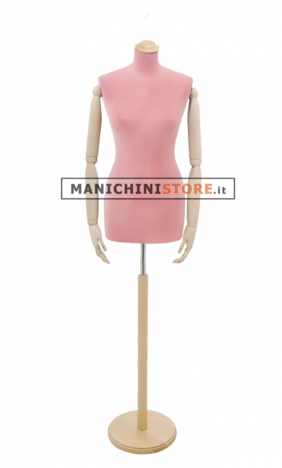 Busto sartoriale donna vellutato rosa con braccia frassino