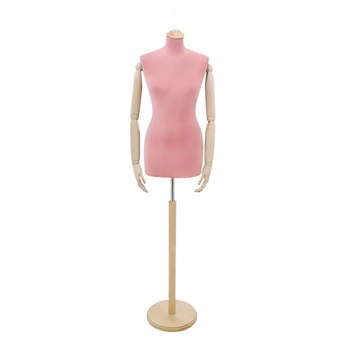 Busto sartoriale donna vellutato rosa con braccia frassino