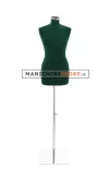 Busto sartoriale donna vellutato verde base quadra cromata