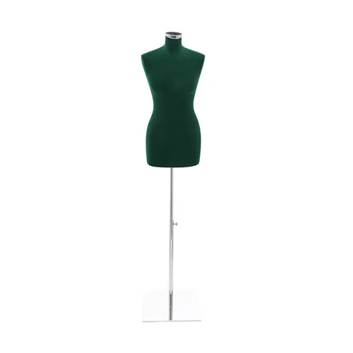 Busto sartoriale donna vellutato verde base quadra cromata