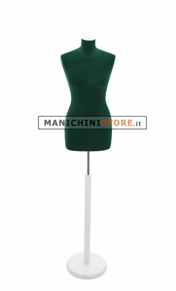 Busto sartoriale donna vellutato verde base tonda bianca