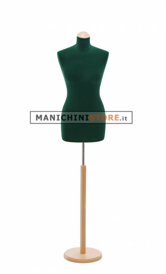 Busto sartoriale donna vellutato verde base tonda frassino