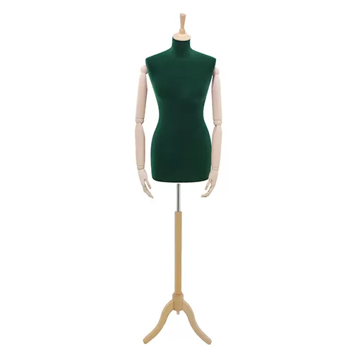 Busto sartoriale donna vellutato verde con braccia treppiede frassino