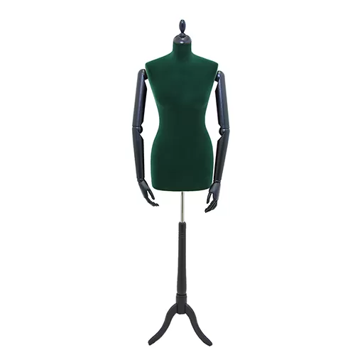Busto sartoriale donna vellutato verde con braccia treppiede nero