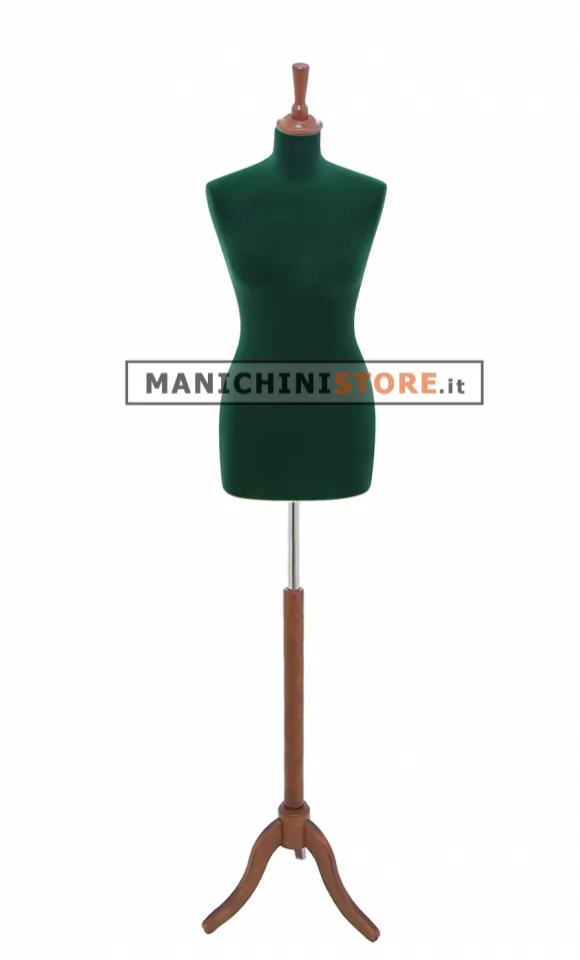 Busto sartoriale vellutato verde treppiede noce