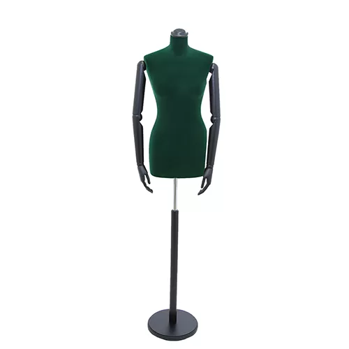 Busto sartoriale donna vellutato verde con braccia base nera