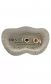 Busto uomo in lino con braccia legno e base oro