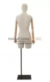 Busto donna in lino con mezza gamba, braccia legno e base nera