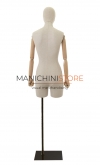 Noleggio busto donna in lino con mezza gamba, braccia legno e base nera