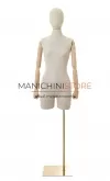 Busto donna in lino con mezza gamba, braccia legno e base oro