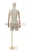 Busto donna in lino con mezza gamba, braccia legno e base oro