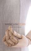 Busto donna in lino con braccia legno e base rettangolare nera