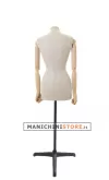 Busto donna in lino con braccia legno