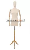 Busto donna in tessuto avorio con braccia legno con testa