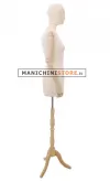 Busto donna in tessuto avorio con braccia legno con testa