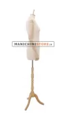 Busto donna in tessuto avorio con braccia legno senza testa