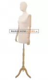 Busto donna in tessuto avorio con braccia legno con testa