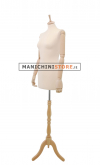 Busto donna in tessuto avorio con braccia legno senza testa