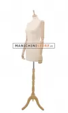 Busto donna in tessuto avorio con braccia legno senza testa