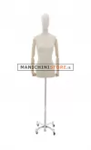 Busto donna in lino naturale con braccia in legno - 2