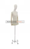 Busto donna in lino naturale con braccia in legno - 2
