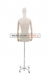 Busto donna in lino naturale con braccia in legno - 2