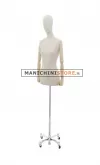 Busto donna in lino naturale con braccia in legno - 2
