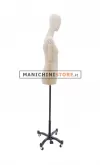 Busto donna in lino naturale con braccia in legno - 1