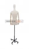 Busto donna in lino naturale con braccia in legno - 1