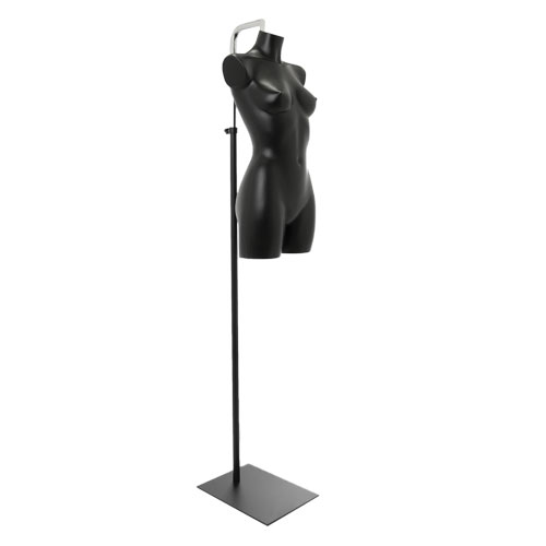 Busto manichino donna precolorato nero con base con attacco collo