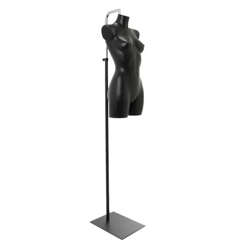 Busto manichino donna precolorato nero con base con attacco collo