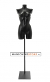 Busto manichino donna precolorato nero con base con attacco collo
