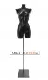 Busto manichino donna precolorato nero con base con attacco collo