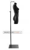 Busto manichino donna precolorato nero con base con attacco collo