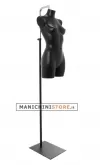 Busto manichino donna precolorato nero con base con attacco collo