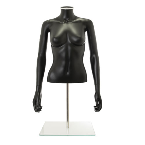 Busto donna nero con braccia e base da banco